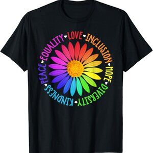 Flower Kindness Peace Equality Rainbow Flag LGBTQ Ally Pride T-Shirt